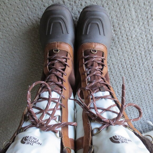 The North Face Shellista Lace Tall Winter Boots Faux Fur Top Brown & White 8 M - Picture 8 of 16